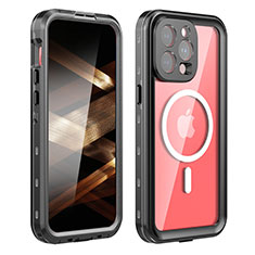 Custodia Impermeabile Silicone e Plastica Opaca Waterproof Cover 360 Gradi con Mag-Safe Magnetic HJ1 per Apple iPhone 14 Pro Max Nero