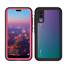 Custodia Impermeabile Silicone e Plastica Opaca Waterproof Cover 360 Gradi per Huawei P20 Oro Rosa