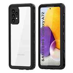 Custodia Impermeabile Silicone e Plastica Opaca Waterproof Cover 360 Gradi per Samsung Galaxy A72 5G Nero