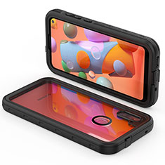 Custodia Impermeabile Silicone e Plastica Opaca Waterproof Cover 360 Gradi per Samsung Galaxy M11 Nero