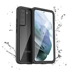 Custodia Impermeabile Silicone e Plastica Opaca Waterproof Cover 360 Gradi per Samsung Galaxy S21 FE 5G Nero