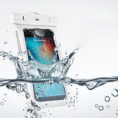 Custodia Impermeabile Waterproof Universale per Handy Zubehoer Mikrofon Fuer Smartphone Bianco
