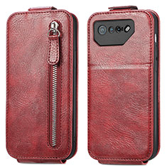 Custodia In Pelle Flip per Asus ROG Phone 7 Ultimate Rosso