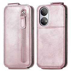 Custodia In Pelle Flip per Huawei Honor X7 Oro Rosa