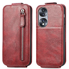 Custodia In Pelle Flip per Huawei Honor X7b Rosso