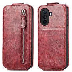 Custodia In Pelle Flip per Huawei Nova Y70 Plus Rosso