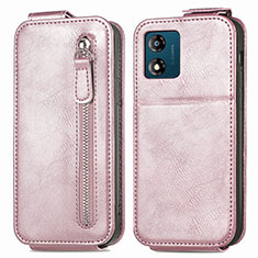 Custodia In Pelle Flip per Motorola Moto E13 Oro Rosa