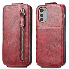 Custodia In Pelle Flip per Motorola Moto E32 Rosso