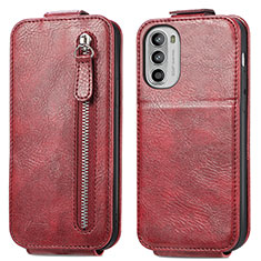 Custodia In Pelle Flip per Motorola MOTO G52 Rosso