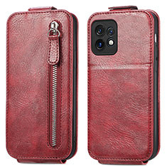 Custodia In Pelle Flip per Motorola Moto X40 5G Rosso