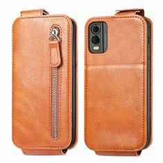 Custodia In Pelle Flip per Nokia C210 Marrone