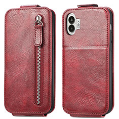 Custodia In Pelle Flip per Nothing Phone 2 Rosso