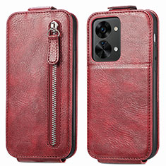 Custodia In Pelle Flip per OnePlus Nord 2T 5G Rosso