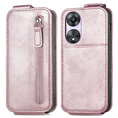 Custodia In Pelle Flip per Oppo A58 5G Oro Rosa