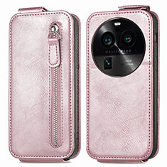 Custodia In Pelle Flip per Oppo Find X6 Pro 5G Oro Rosa