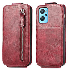 Custodia In Pelle Flip per Oppo K10 4G Rosso