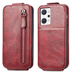 Custodia In Pelle Flip per Oppo Reno7 A Rosso