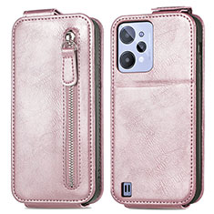 Custodia In Pelle Flip per Realme C31 Oro Rosa