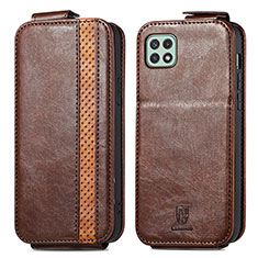 Custodia In Pelle Flip per Samsung Galaxy F42 5G Marrone