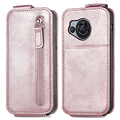 Custodia In Pelle Flip per Sharp Aquos R8 Oro Rosa