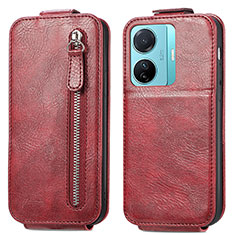 Custodia In Pelle Flip per Vivo T1 5G Rosso