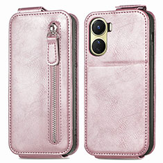 Custodia In Pelle Flip per Vivo Y02S Oro Rosa