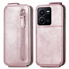 Custodia In Pelle Flip per Vivo Y35 4G Oro Rosa