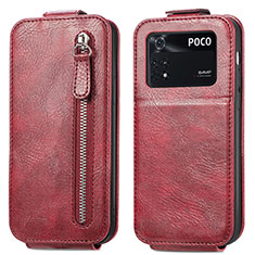 Custodia In Pelle Flip per Xiaomi Poco M4 Pro 4G Rosso