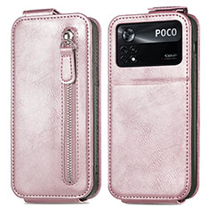 Custodia In Pelle Flip per Xiaomi Poco X4 Pro 5G Oro Rosa