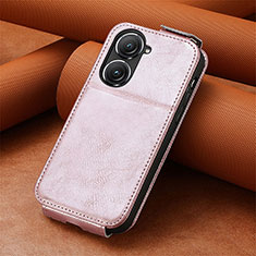 Custodia In Pelle Flip S01D per Asus Zenfone 9 Oro Rosa