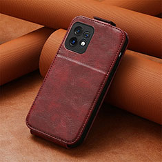 Custodia In Pelle Flip S01D per Motorola Moto Edge 40 Pro 5G Rosso