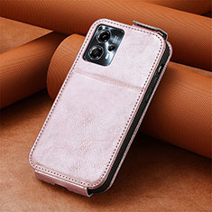 Custodia In Pelle Flip S01D per Motorola Moto G23 Oro Rosa