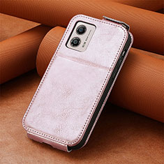 Custodia In Pelle Flip S01D per Motorola Moto G53 5G Oro Rosa