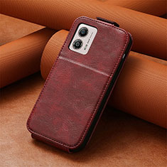 Custodia In Pelle Flip S01D per Motorola Moto G53j 5G Rosso