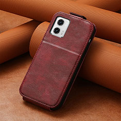 Custodia In Pelle Flip S01D per Motorola Moto G73 5G Rosso