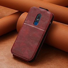 Custodia In Pelle Flip S01D per Nokia C3 Rosso