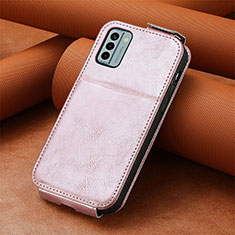 Custodia In Pelle Flip S01D per Nokia G22 Oro Rosa