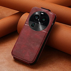 Custodia In Pelle Flip S01D per Oppo Find X6 5G Rosso