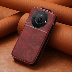 Custodia In Pelle Flip S01D per Sharp Aquos R8 Pro Rosso