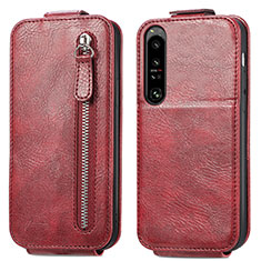 Custodia In Pelle Flip S01D per Sony Xperia 1 IV Rosso