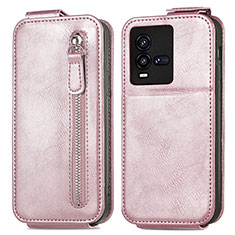 Custodia In Pelle Flip S01D per Vivo iQOO 9T 5G Oro Rosa