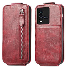 Custodia In Pelle Flip S01D per Vivo iQOO 9T 5G Rosso