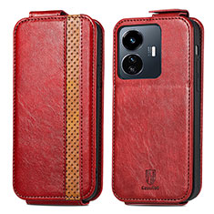 Custodia In Pelle Flip S01D per Vivo Y77e t1 Rosso