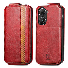 Custodia In Pelle Flip S02D per Asus Zenfone 9 Rosso