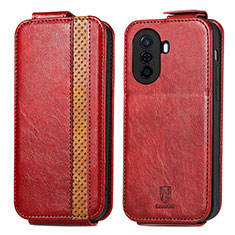 Custodia In Pelle Flip S02D per Huawei Enjoy 50 Rosso