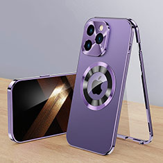 Custodia Lusso Alluminio Cover 360 Gradi con Mag-Safe Magnetic P01 per Apple iPhone 14 Pro Max Viola