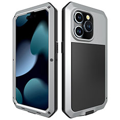 Custodia Lusso Alluminio Cover 360 Gradi HJ1 per Apple iPhone 13 Pro Max Argento