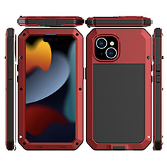 Custodia Lusso Alluminio Cover 360 Gradi HJ1 per Apple iPhone 14 Plus Rosso