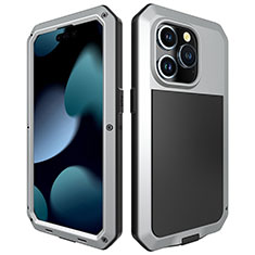 Custodia Lusso Alluminio Cover 360 Gradi HJ1 per Apple iPhone 16 Pro Argento