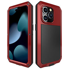 Custodia Lusso Alluminio Cover 360 Gradi HJ1 per Apple iPhone 16 Pro Rosso